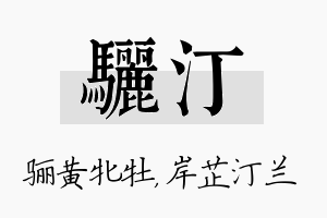 骊汀名字的寓意及含义