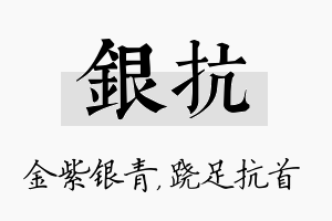 银抗名字的寓意及含义