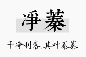 净蓁名字的寓意及含义