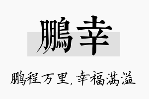 鹏幸名字的寓意及含义