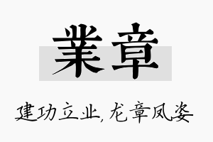 业章名字的寓意及含义