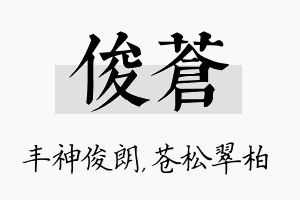 俊苍名字的寓意及含义