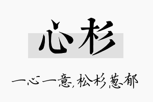 心杉名字的寓意及含义