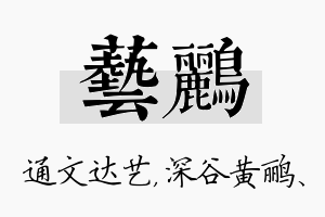 艺鹂名字的寓意及含义