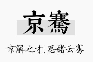 京骞名字的寓意及含义