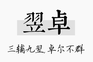 翌卓名字的寓意及含义