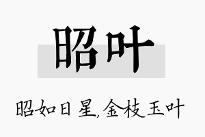 昭叶名字的寓意及含义