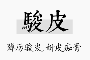 骏皮名字的寓意及含义