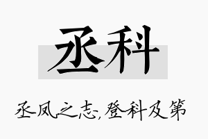 丞科名字的寓意及含义