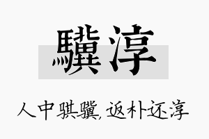 骥淳名字的寓意及含义