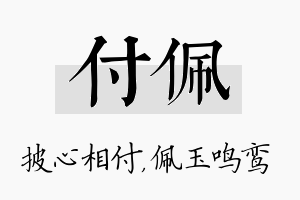 付佩名字的寓意及含义