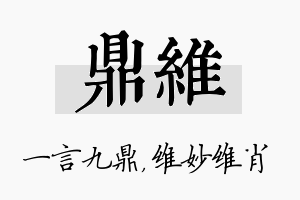 鼎维名字的寓意及含义