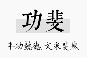 功斐名字的寓意及含义