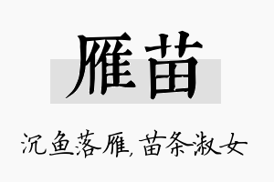 雁苗名字的寓意及含义