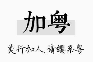 加粤名字的寓意及含义