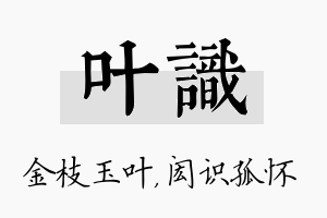 叶识名字的寓意及含义