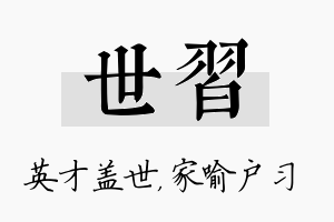 世习名字的寓意及含义