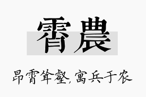 霄农名字的寓意及含义