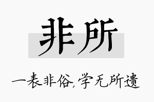 非所名字的寓意及含义