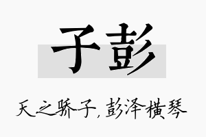 子彭名字的寓意及含义