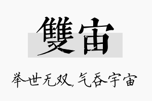 双宙名字的寓意及含义