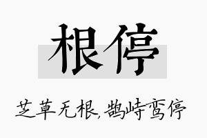 根停名字的寓意及含义