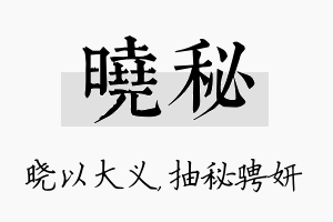 晓秘名字的寓意及含义