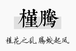 槿腾名字的寓意及含义