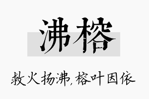 沸榕名字的寓意及含义