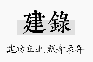 建录名字的寓意及含义