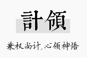 计领名字的寓意及含义