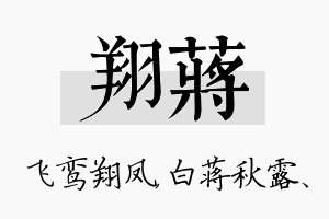 翔蒋名字的寓意及含义