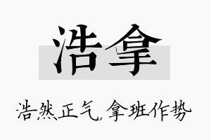 浩拿名字的寓意及含义