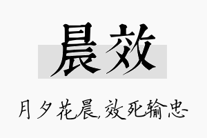 晨效名字的寓意及含义