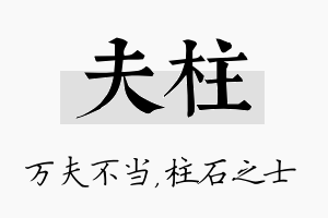 夫柱名字的寓意及含义