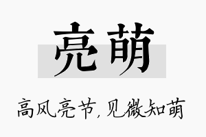 亮萌名字的寓意及含义