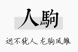 人驹名字的寓意及含义