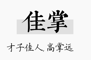 佳掌名字的寓意及含义