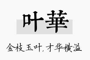 叶华名字的寓意及含义