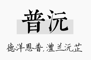 普沅名字的寓意及含义