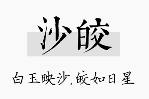 沙皎名字的寓意及含义