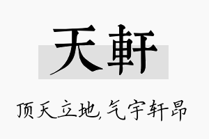 天轩名字的寓意及含义