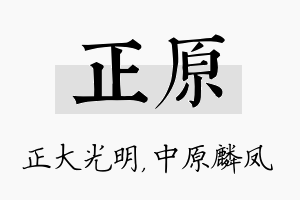 正原名字的寓意及含义