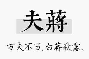 夫蒋名字的寓意及含义