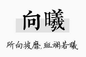 向曦名字的寓意及含义