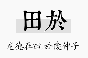 田於名字的寓意及含义