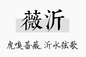 薇沂名字的寓意及含义