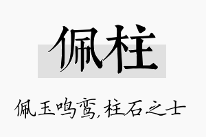 佩柱名字的寓意及含义