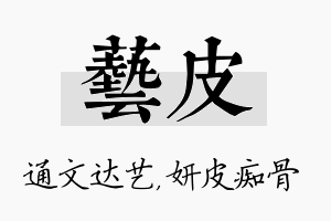 艺皮名字的寓意及含义