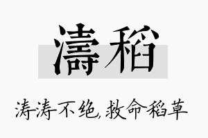 涛稻名字的寓意及含义